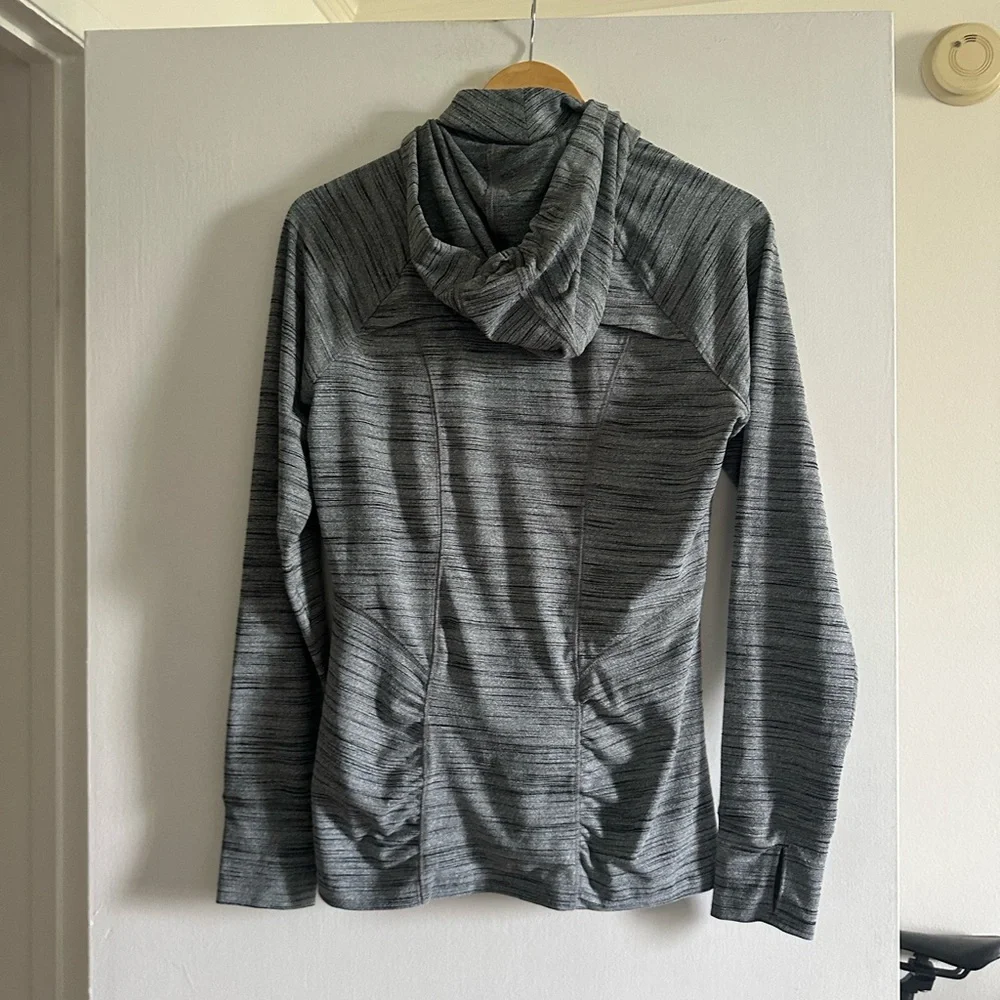 Athleta Gray Spacedye Heavenly Hail Activewear Half Zip Hoodie Sweater size M - Picture 4 of 9